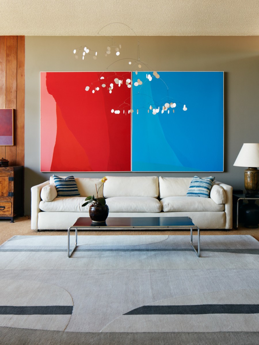 Mid Century Modern Rug in a Living Room